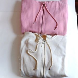 Pacers Zip up off white & Pink Women's size medium 80% cotton 20% polyester